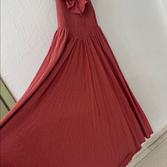 American Eagle Sunchaser Knit Drop Waist Midi Dress Small Pink Red - Picture 5 of 6